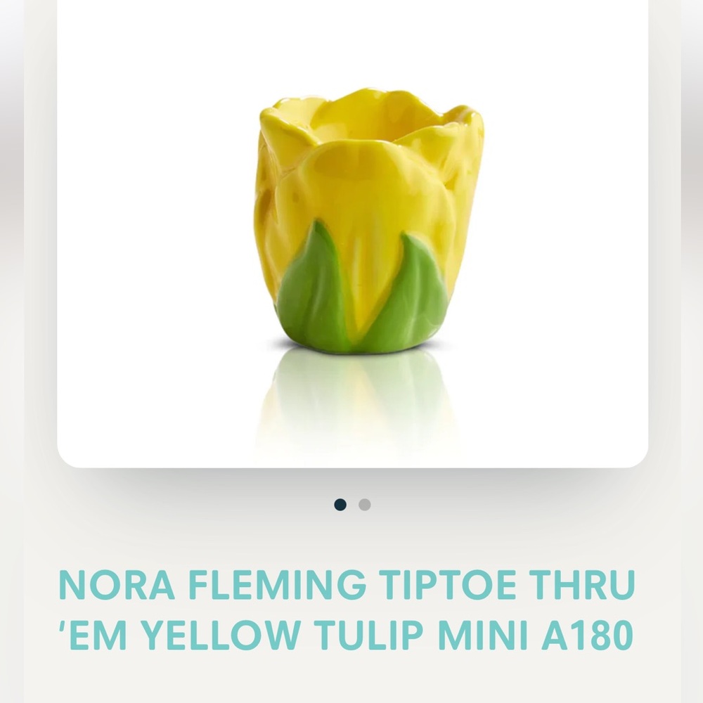 Nora Fleming Yellow Tulip Mini with Green Leaves